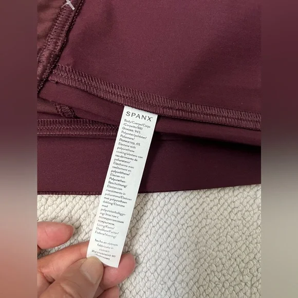 SPANX SHINY FAUX PATENT LEATHER LEGGINGS BURGUNDY/RUBY RED | Size: L - Picture 9 of 15